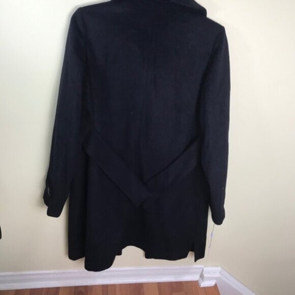 DEREK LAM 10 CROSBY New Minimalist Wool Coat Faux Fur Trim Oversized Pockets XL - Picture 6 of 16